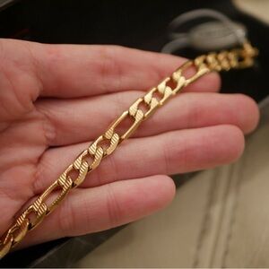 NEW MEN'S STEELTIME STAINLESS STEEL 8" BRACELET CHAIN LINK YELLOW GOLD LOBSTER